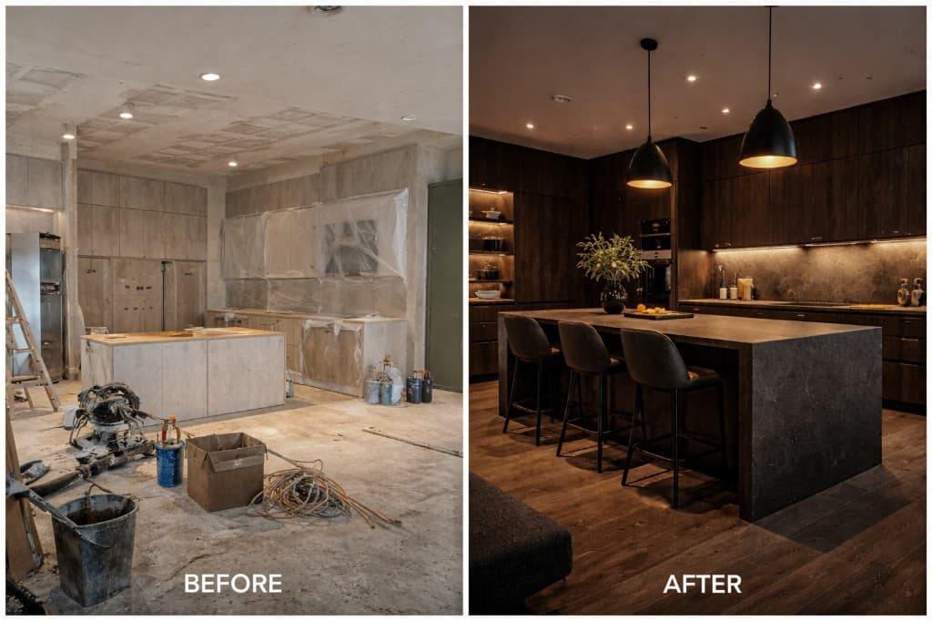 Kitchen remodel before and after in Niagara by Byout Renovations
