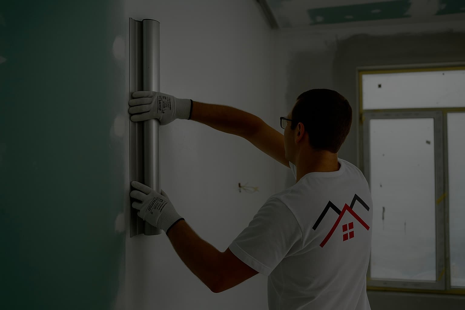 Byout Renovations team member doing drywall finishing