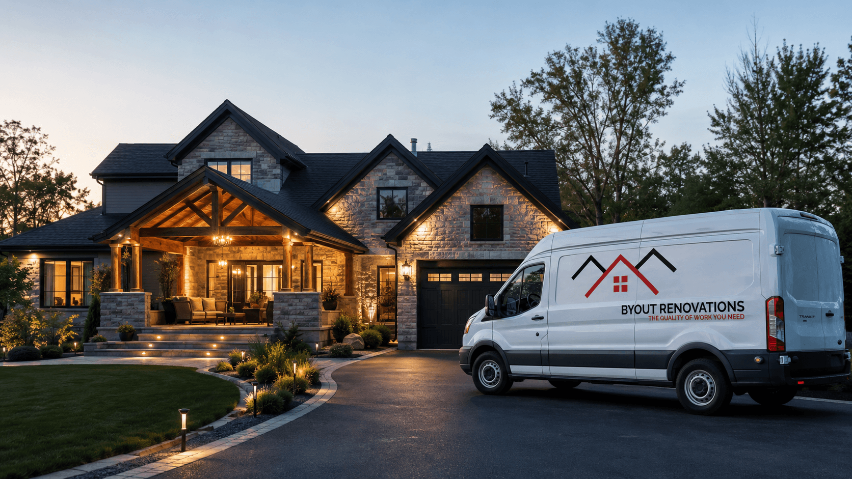 Byout Renovations van outside a finished Niagara home renovation