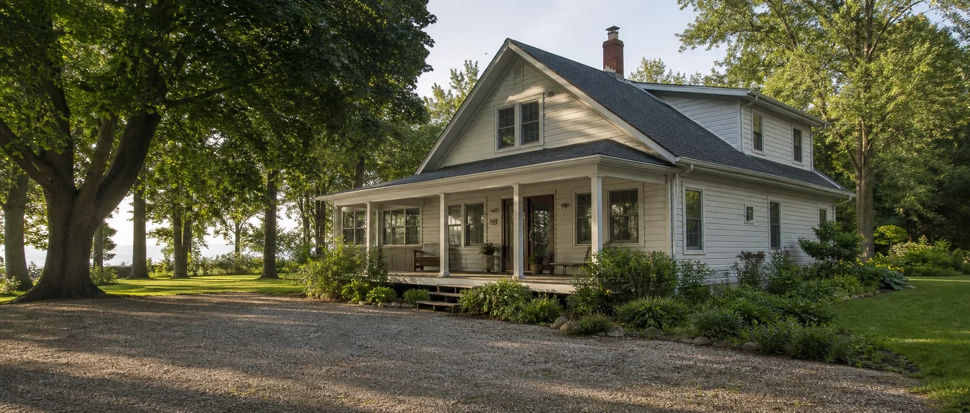 AI-generated visualization of a lakeside clapboard home representative of Fort Erie, Ontario