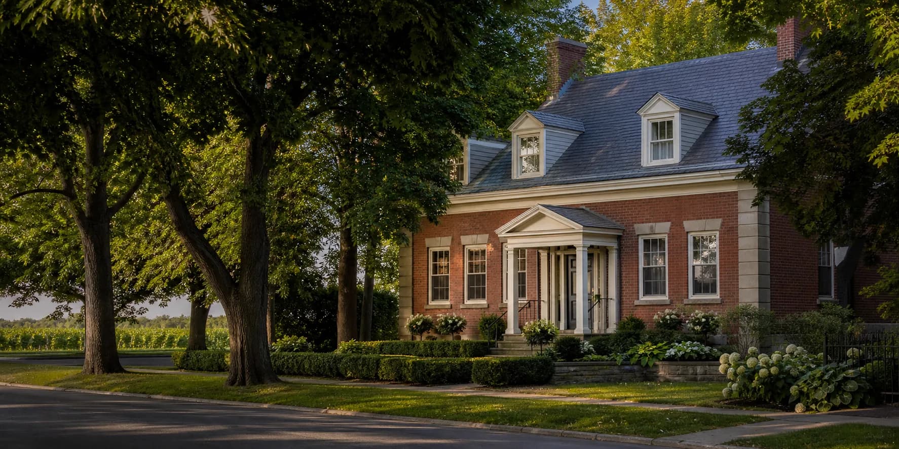 AI-generated visualization of a Georgian home representative of Niagara-on-the-Lake, Ontario