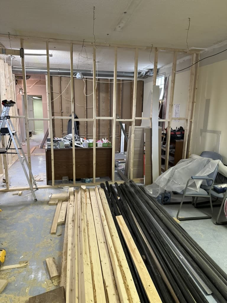 Framing and structural prep on a St. Catharines renovation site